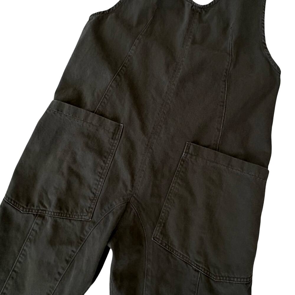 Free People We The Free Lagenlook High Roller Green Denim Jumpsuit Overalls XS - Picture 3 of 8